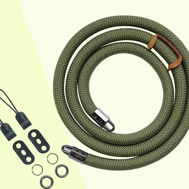 Braided Rope camera strap in Olive