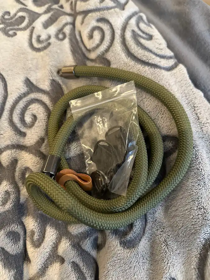 Braided rope camera strap photographed by a verified buyer