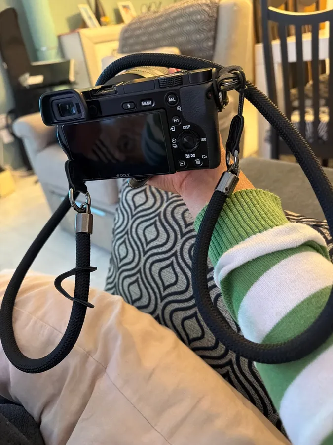 Braided rope camera strap photographed by a verified buyer